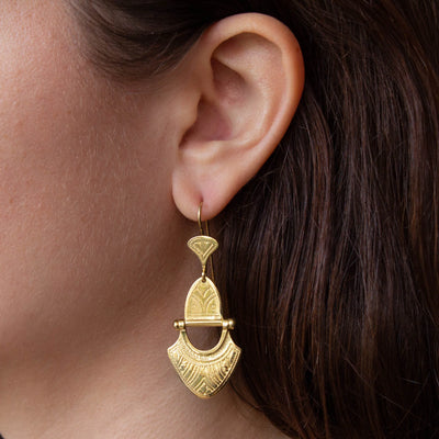 18ct Gold Vermeil Engraved Tuareg Hinge Drop Earrings