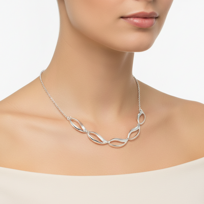 Sterling Silver Linked Teardrops Necklace