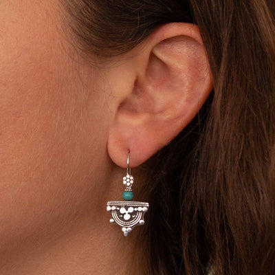 Sterling Silver Turquoise Telsum Drop Earrings