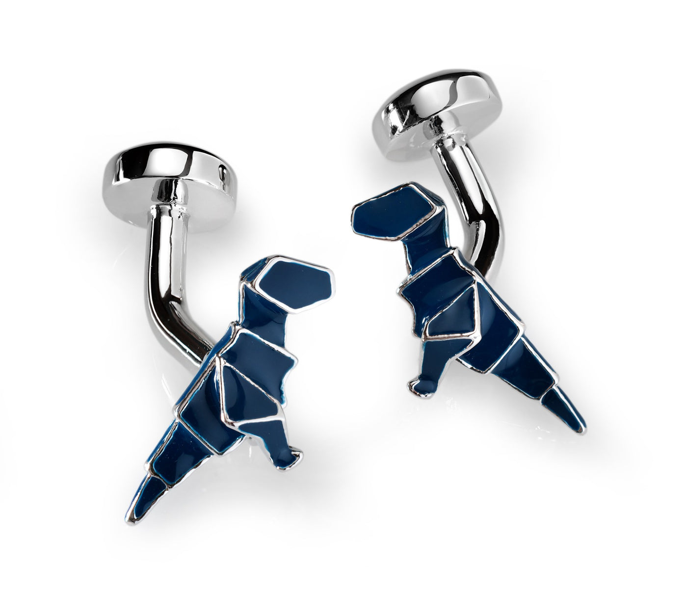 Babette Wasserman Blue Origami Dinosaur Cufflinks