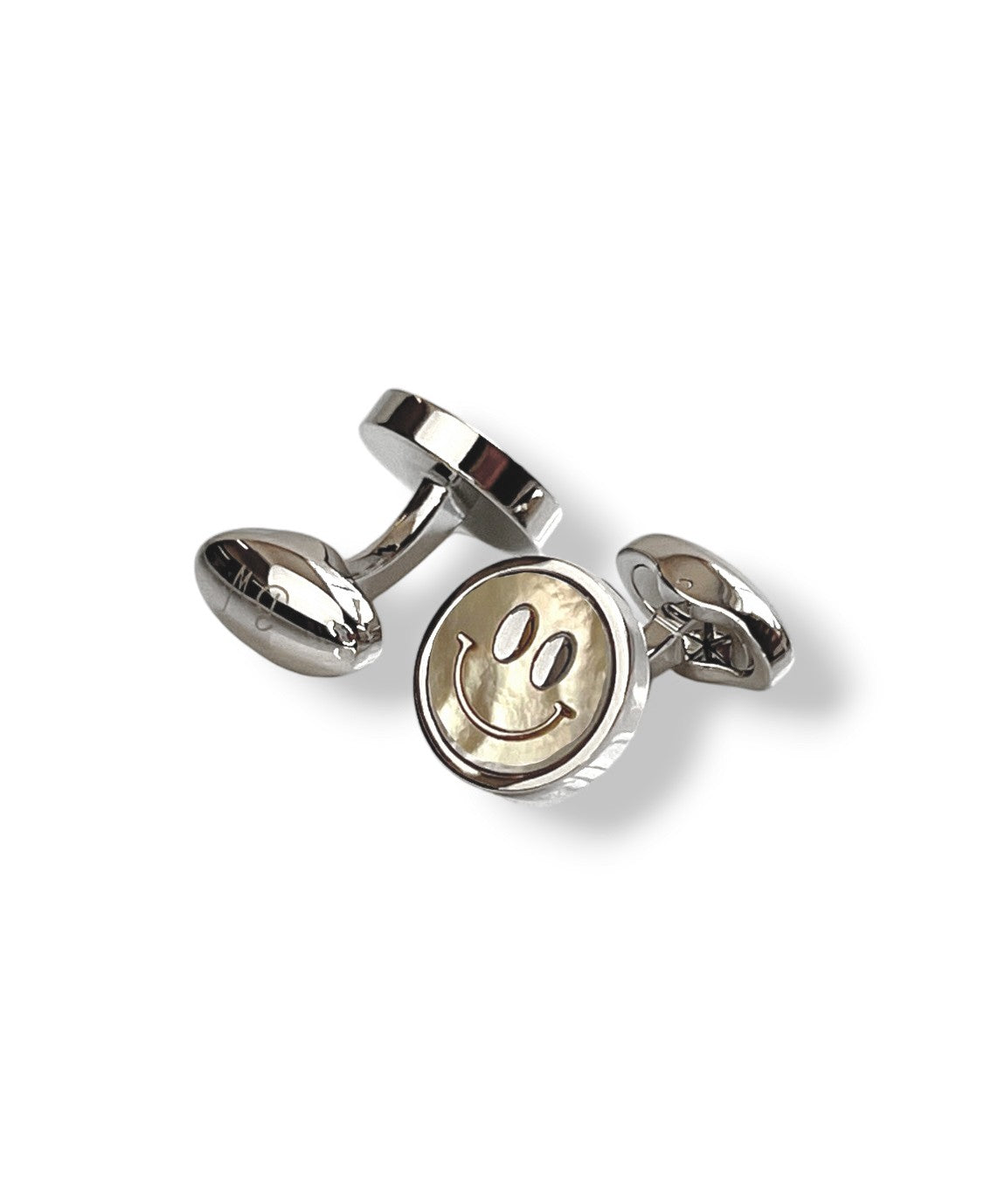 Babette Wasserman Mother of Pearl Smiley Face Cufflinks