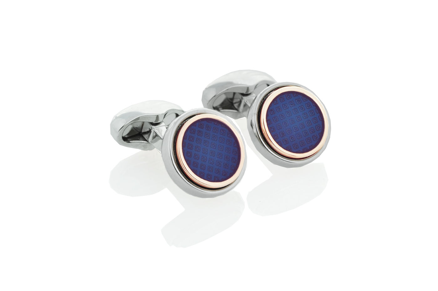 Babette Wasserman Blue Step Round Cufflinks