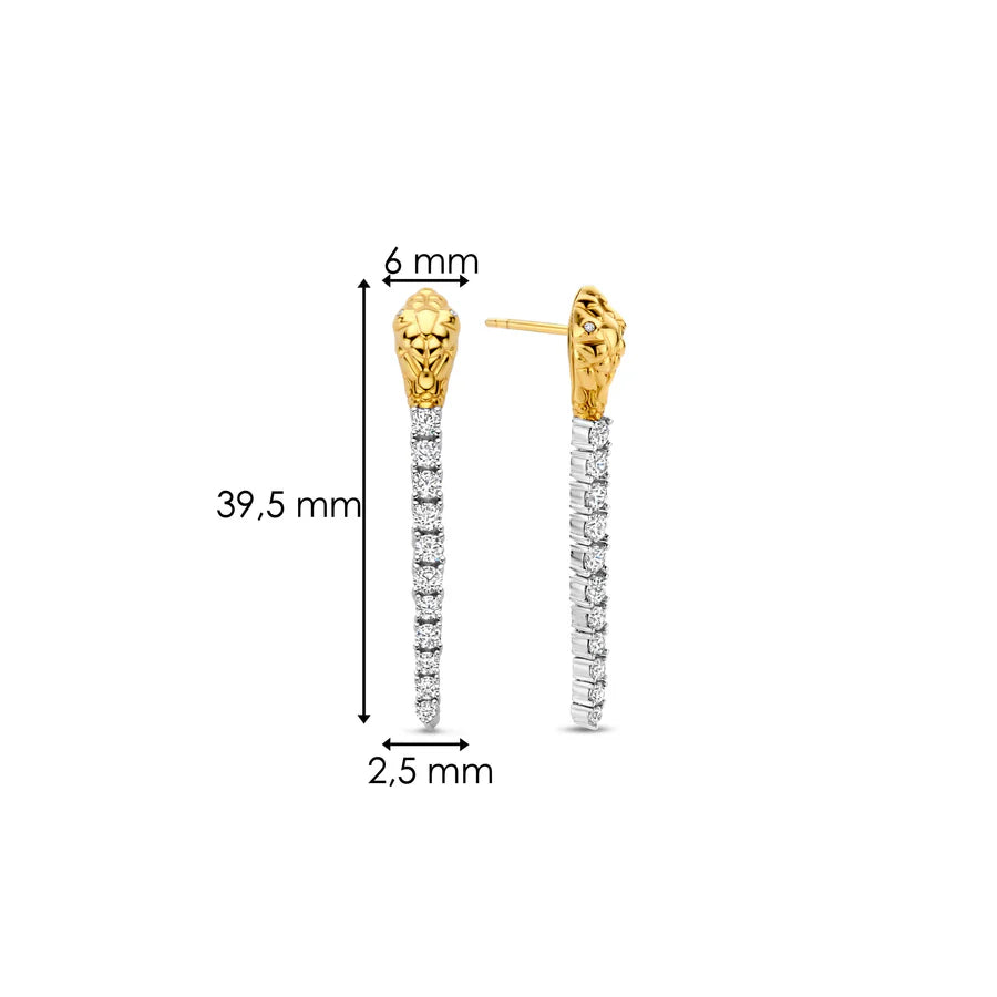 Ti Sento Gold Silver Cubic Zirconia Snake Drop Earrings