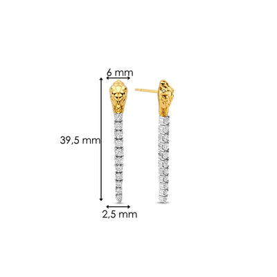 Ti Sento Gold Silver Cubic Zirconia Snake Drop Earrings