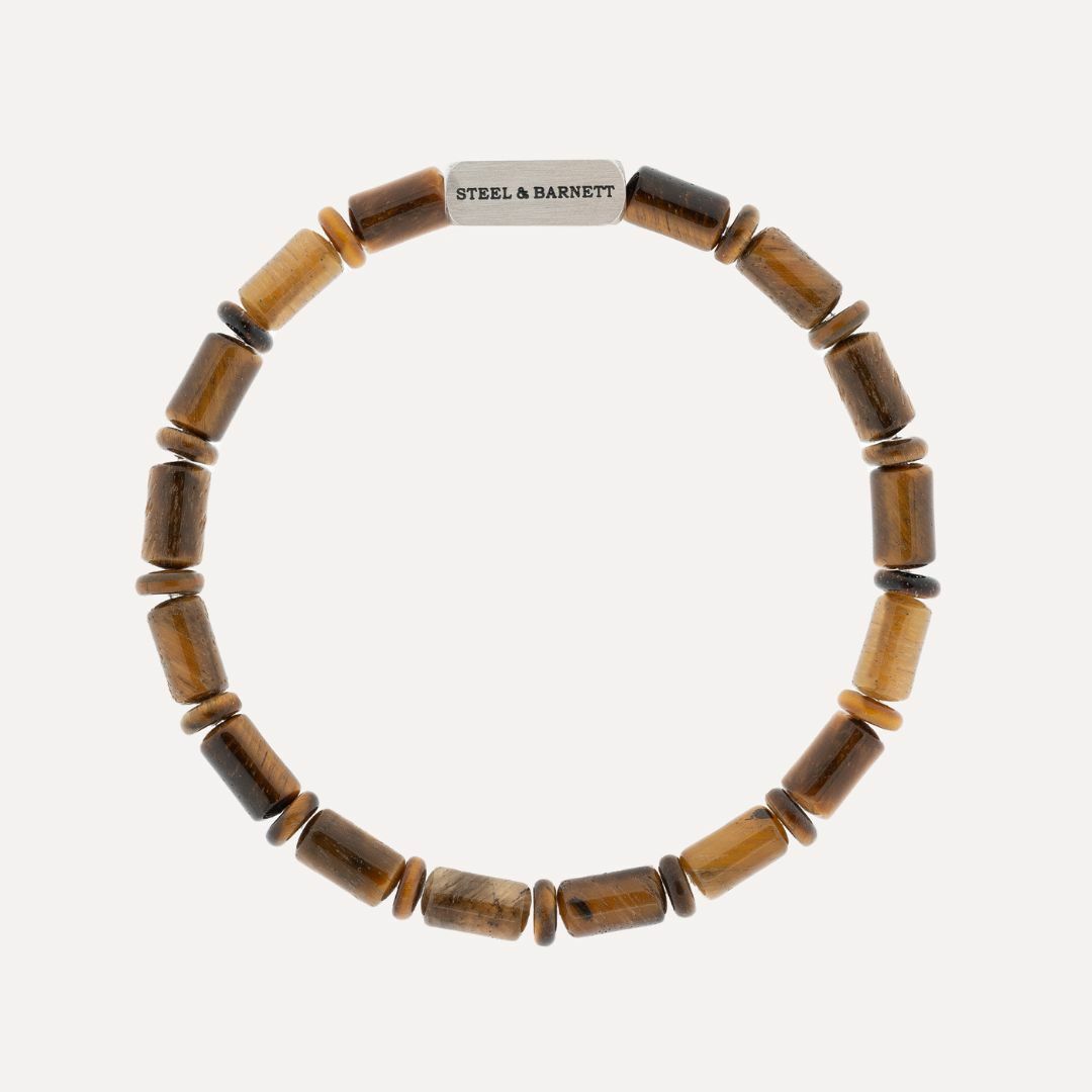 Tigers Eye Gemstone Barrel Bead Bracelet