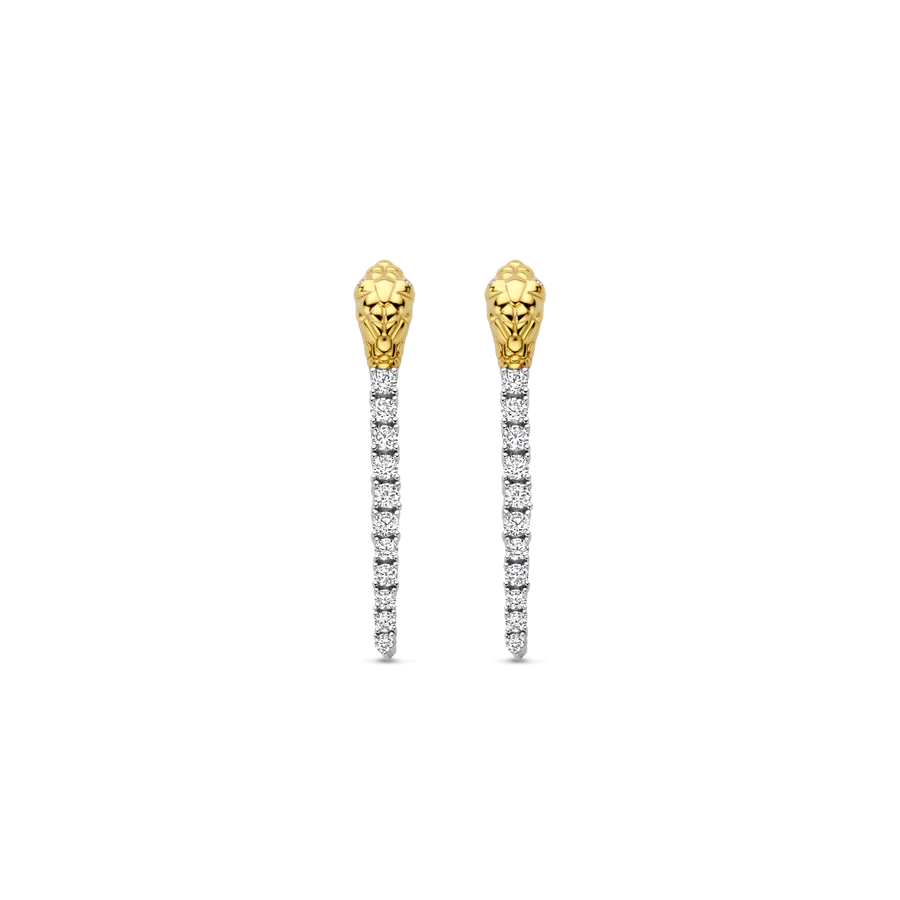 Ti Sento Gold Silver Cubic Zirconia Snake Drop Earrings