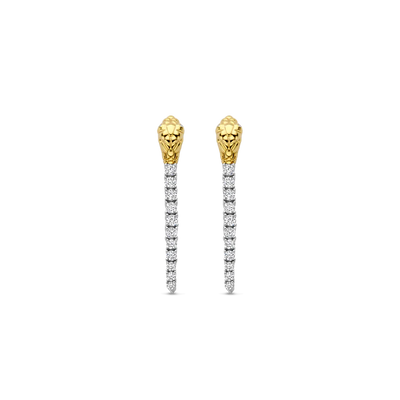 Ti Sento Gold Silver Cubic Zirconia Snake Drop Earrings