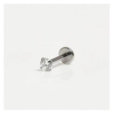 Round Titanium Solitaire Gem Flat Back Labret - Rococo Jewellery