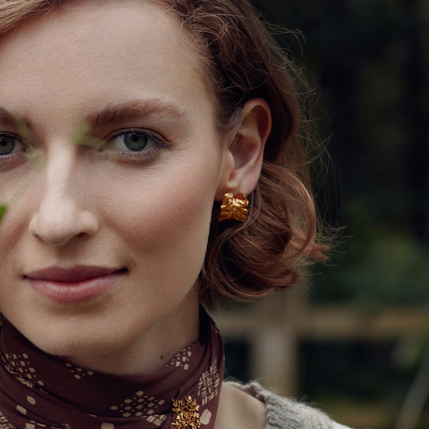 Alex Monroe Chard Leafy Hoop Earrings