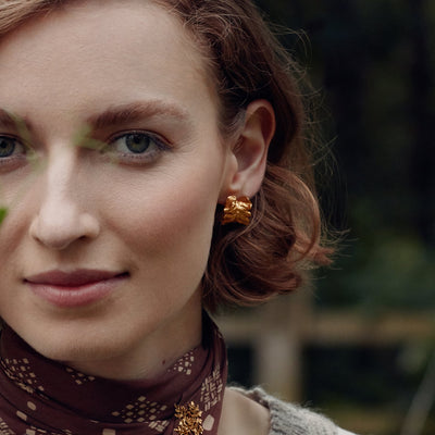 Alex Monroe Chard Leafy Hoop Earrings