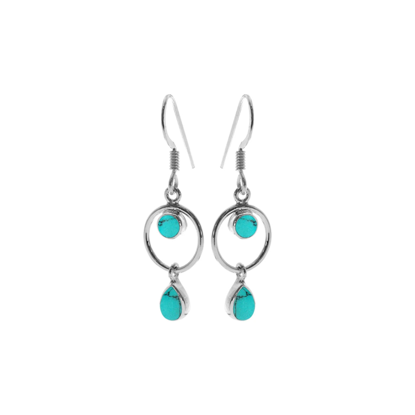 Sterling Silver Turquoise Charm Drop Earrings