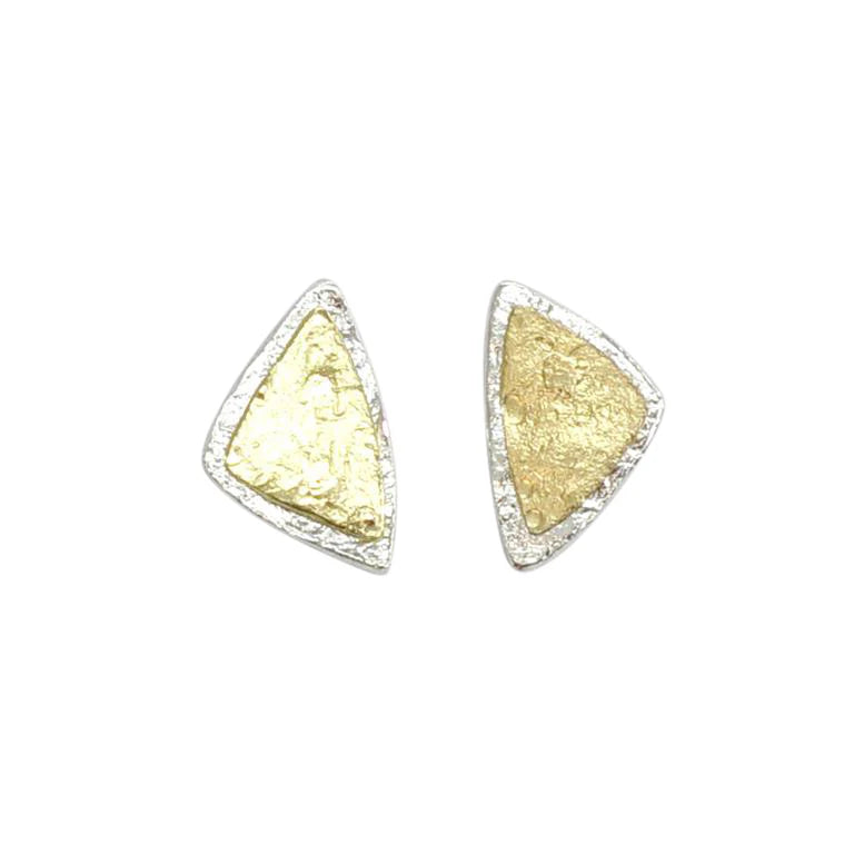 Sterling Silver Two-Tone Triangle Stud Earrings