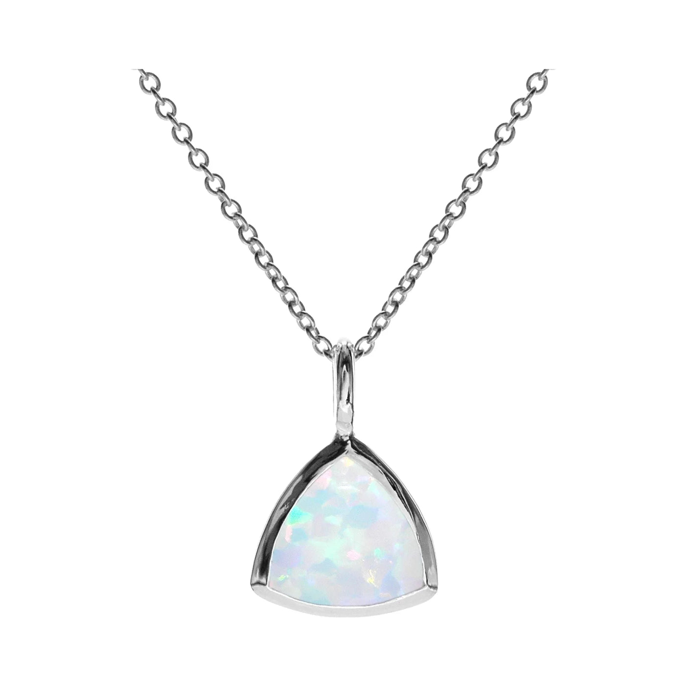 Sterling Silver White Opal Trillion-Cut Necklace