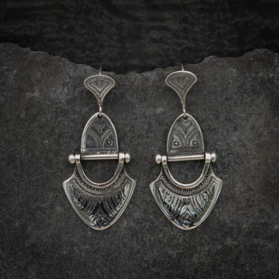 Sterling Silver Engraved Tuareg Hinged Drop Earrings