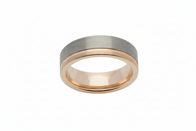 Flat Court Tungsten Ring with Rose Gold IP Plating