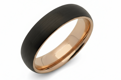 Traditional Court Tungsten Ring with Rose Gold Black IP