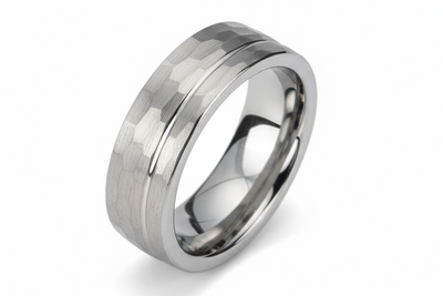 Tungsten Carbide Ring with Hammered Finish