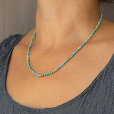 18ct Gold Vermeil and Turquoise Beaded Necklace