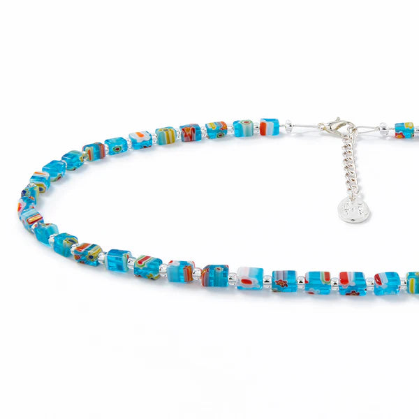 Carrie Elspeth Turquoise Millefiori Cubes Necklace