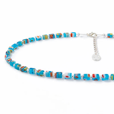 Carrie Elspeth Turquoise Millefiori Cubes Necklace