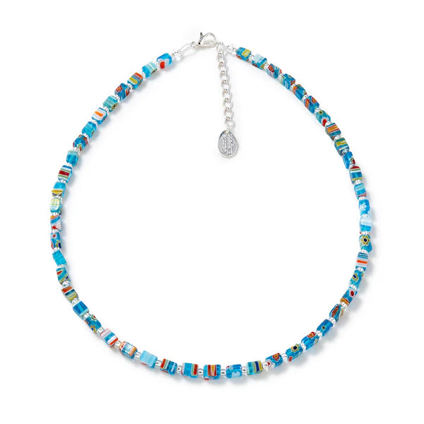 Carrie Elspeth Turquoise Millefiori Cubes Necklace