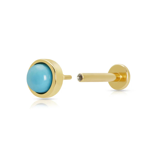Scream Pretty Gold Turquoise Single Flat Back Earring