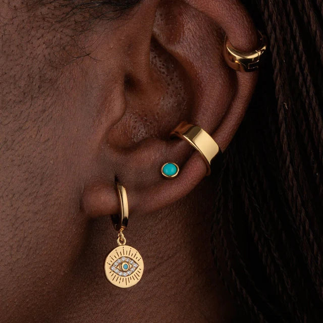 Scream Pretty Gold Turquoise Single Flat Back Earring
