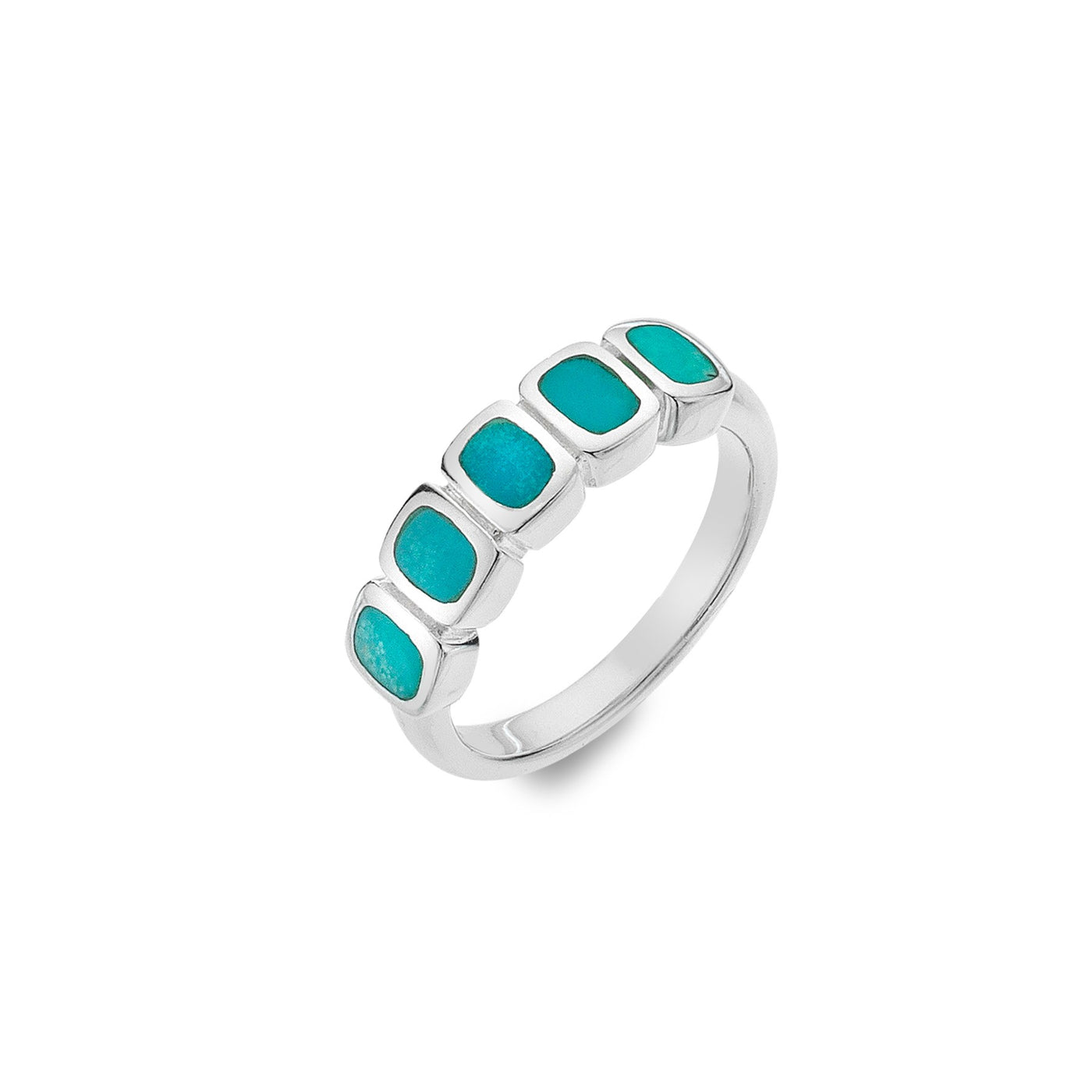 Sea Gems Sterling Silver Turquoise 5-Stone Ring