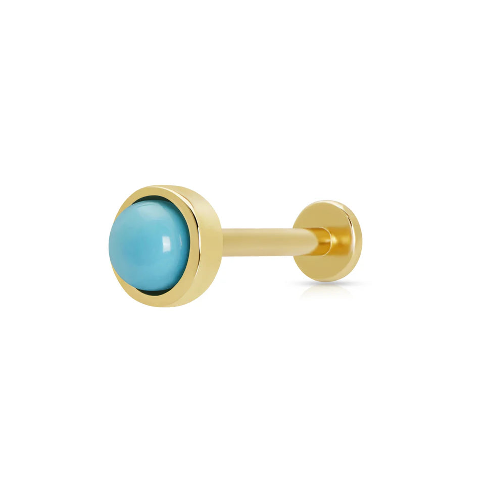 Scream Pretty Gold Turquoise Single Flat Back Earring