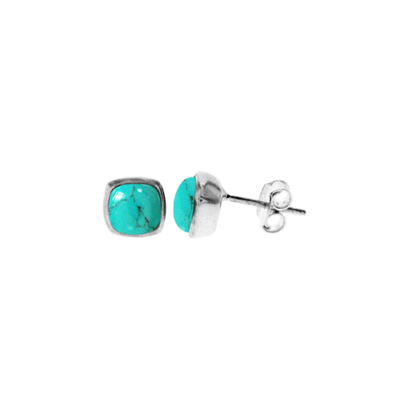 Sterling Silver Squircle Turquoise Stud Earrings