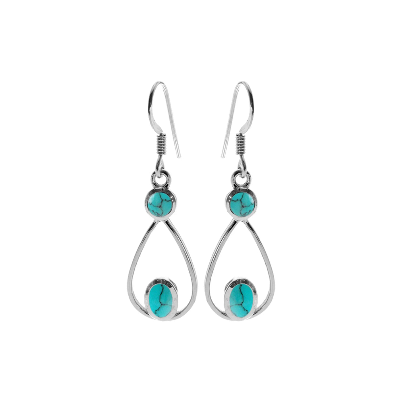 Sterling Silver Double Turquoise Drop Earrings