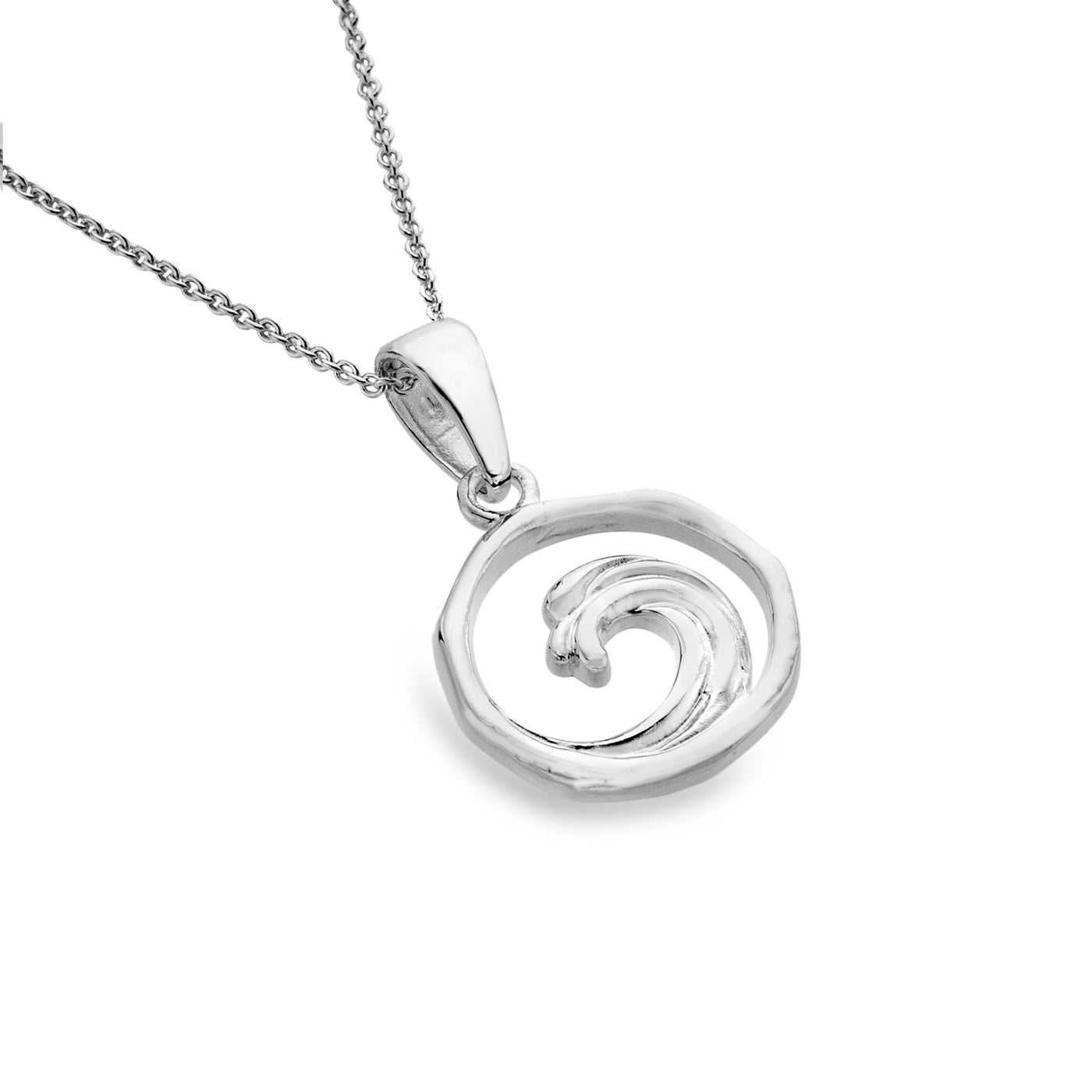 Sea Gems Sterling Silver Wave Pendant Necklace