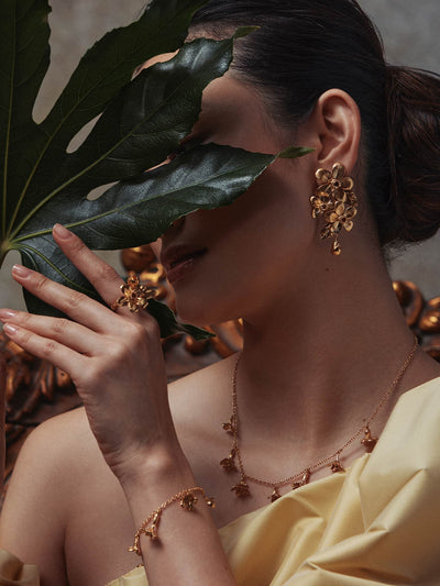 Alex Monroe Gold Flowering Apple Blossom Earrings