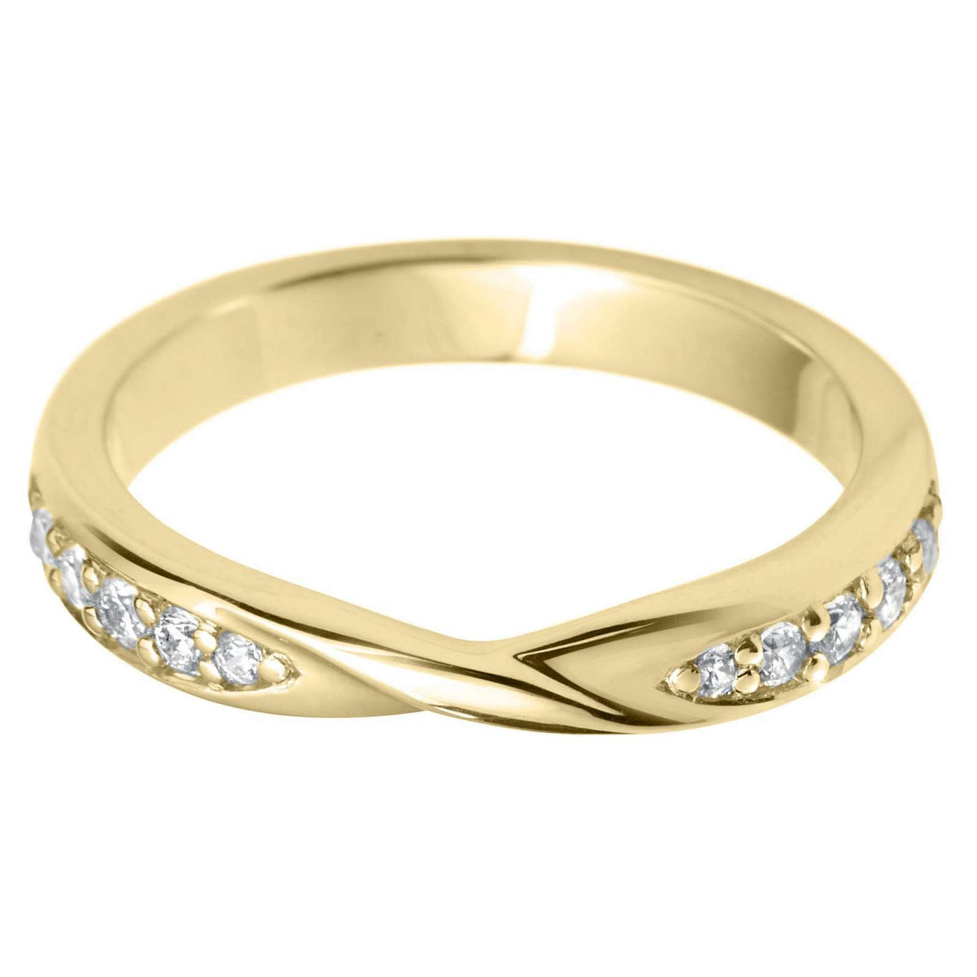 9ct Yellow Gold Diamond Twist Silhouette Band Ring