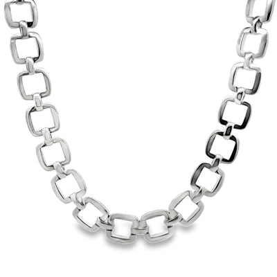 Sterling Silver Open Cushion Necklace