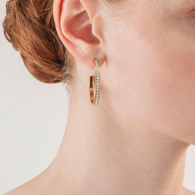 Coeur De Lion 35mm Crystals Hoop Earrings - Gold & White - Rococo Jewellery