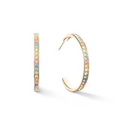 Coeur De Lion 35mm Crystals Hoop Earrings - Gold & Multicolour - Rococo Jewellery