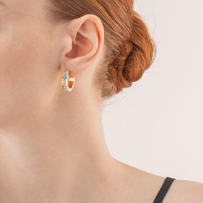 Coeur De Lion 20mm Crystals Hoop Earrings - Gold & Multicolour - Rococo Jewellery