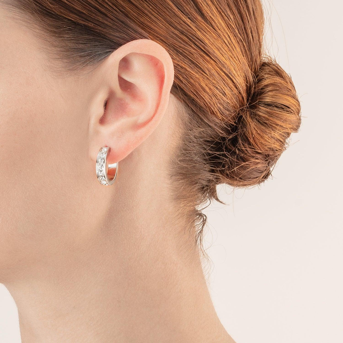 Coeur De Lion 20mm Crystal Hoop Earrings - Silver & White - Rococo Jewellery
