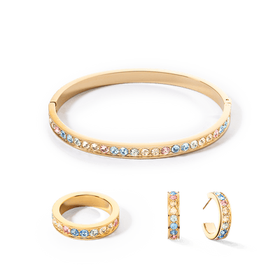 Coeur De Lion Crystals Bangle - Gold & Multicoloured - Rococo Jewellery