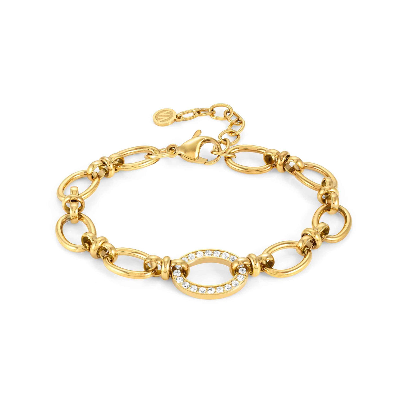 Gold Affinity Open Link Cubic Zirconia Bracelet - Rococo Jewellery