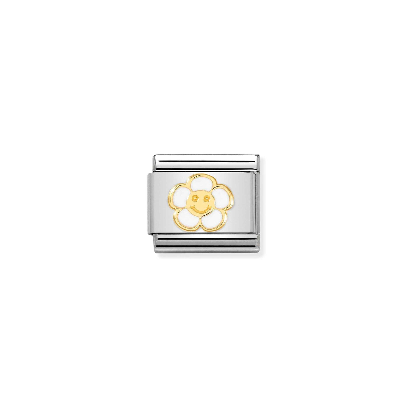 Nomination Classic Gold & White Flower with Smile Charm - Rococo Jewellery