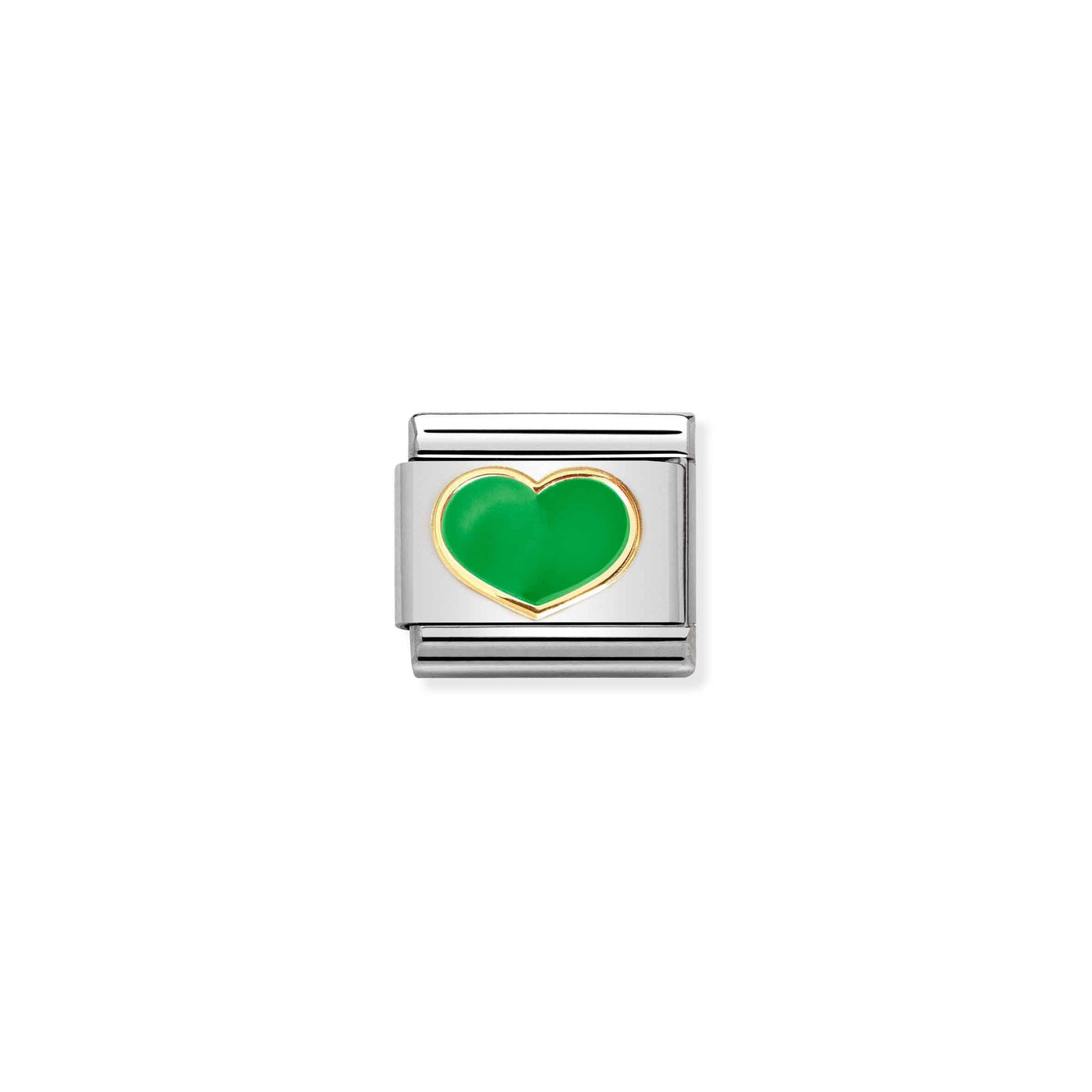 Nomination Classic 18ct Gold Green Heart Charm - Rococo Jewellery