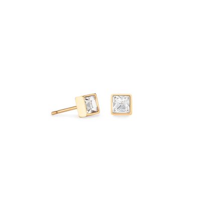Coeur De Lion Brilliant Square Gold Crystal Stud Earrings - Rococo Jewellery