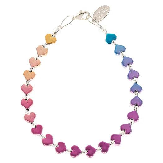 Carrie Elspeth Pink Ombre Haematite Heart Bracelet - Rococo Jewellery