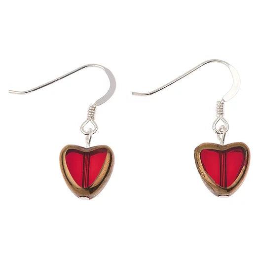 Carrie Elspeth Red Gold Edged Hearts Earrings - Rococo Jewellery