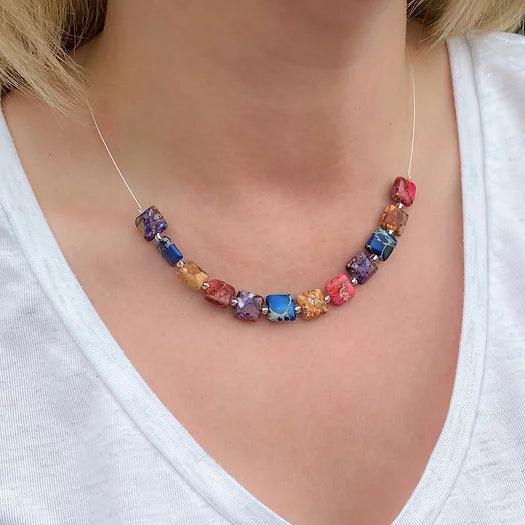 Carrie Elspeth Multicoloured Jasper Pillows Links Necklace - Rococo Jewellery