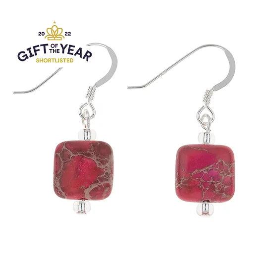 Carrie Elspeth Pink Jasper Pillows Drop Earrings - Rococo Jewellery