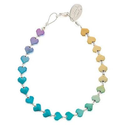 Carrie Elspeth Blue Ombre Haematite Heart Bracelet - Rococo Jewellery