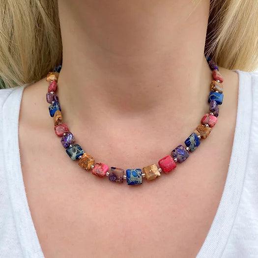 Carrie Elspeth Multicoloured Jasper Pillows Full Necklace - Rococo Jewellery